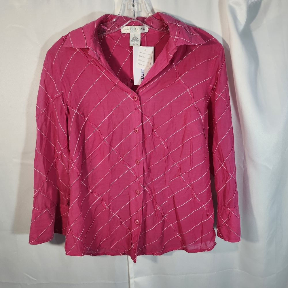 Vibrant Pink Button Down Shirt for Women